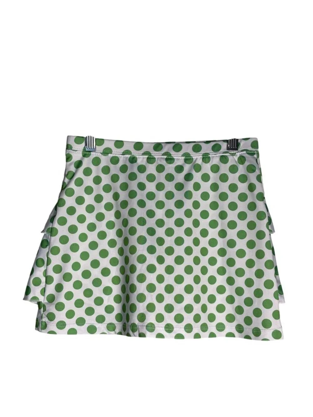 Green Polka Dot Ruffle Skort & Sleeveless Collared Top Tennis Set - Youth Medium - Picture 3 of 14